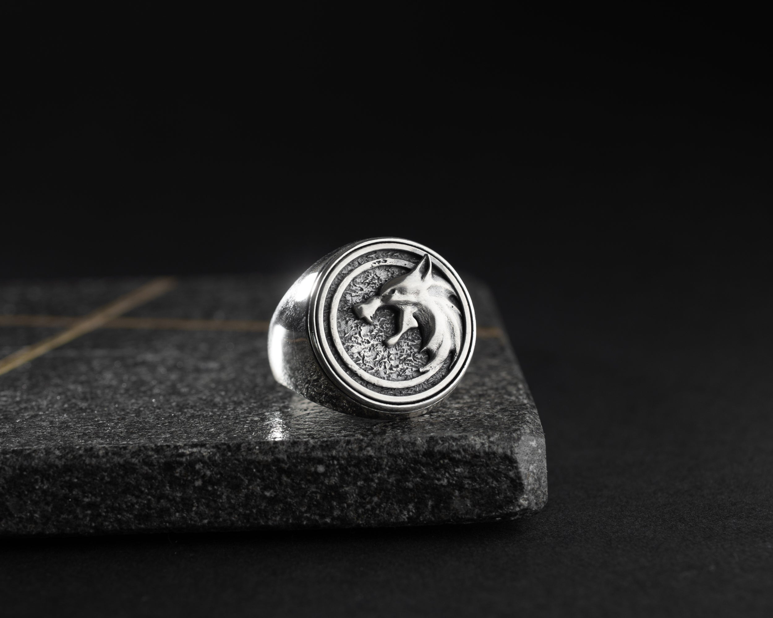 Wolf Head Signet Ring