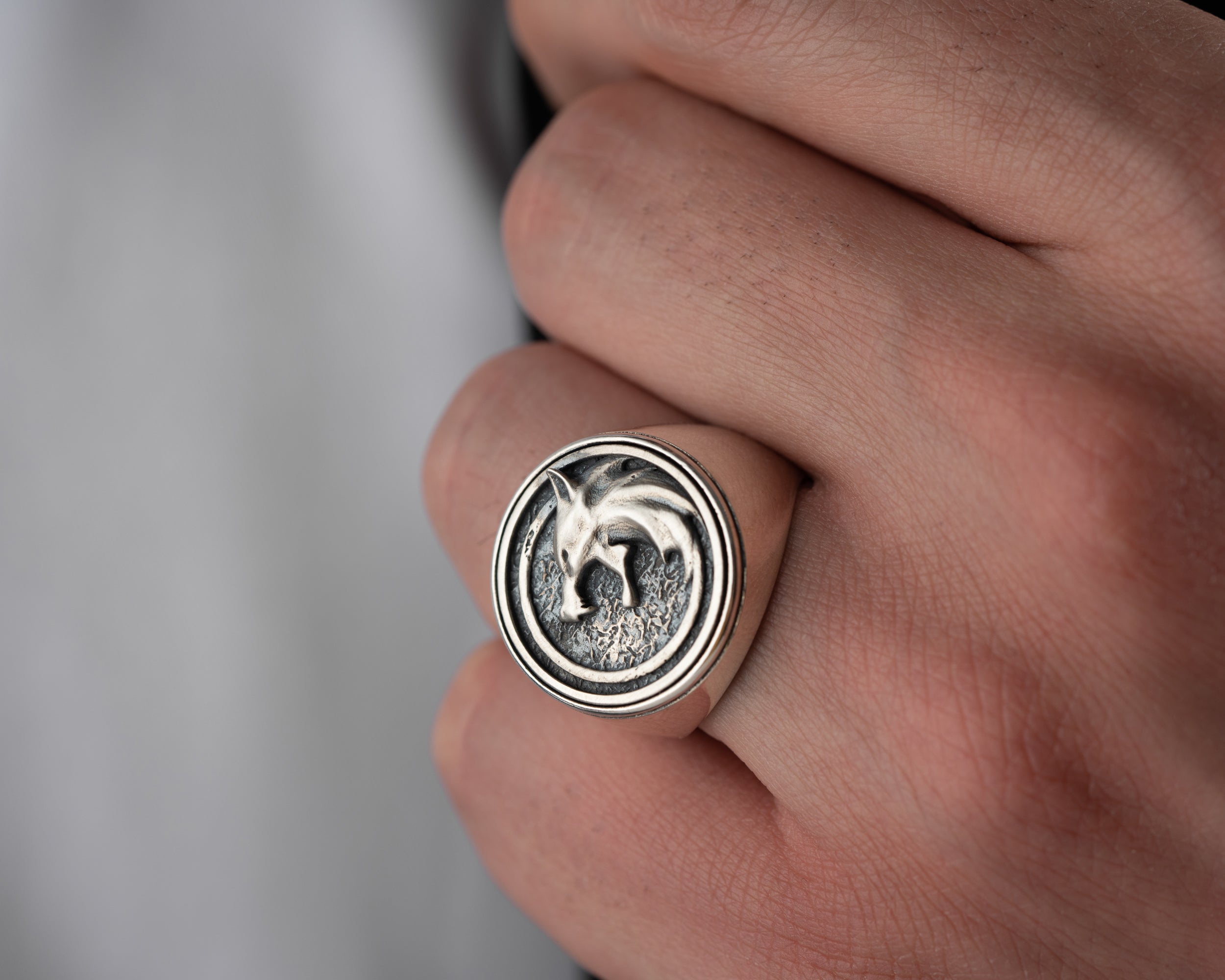 Wolf Head Signet Ring