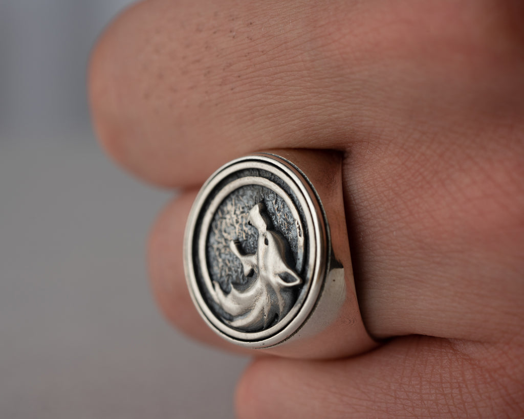 Wolf Head Signet Ring