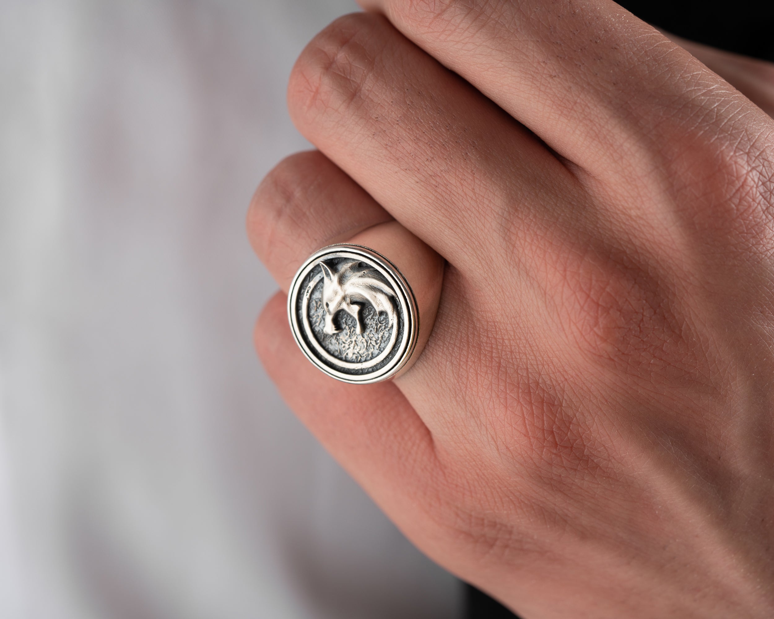Wolf Head Signet Ring