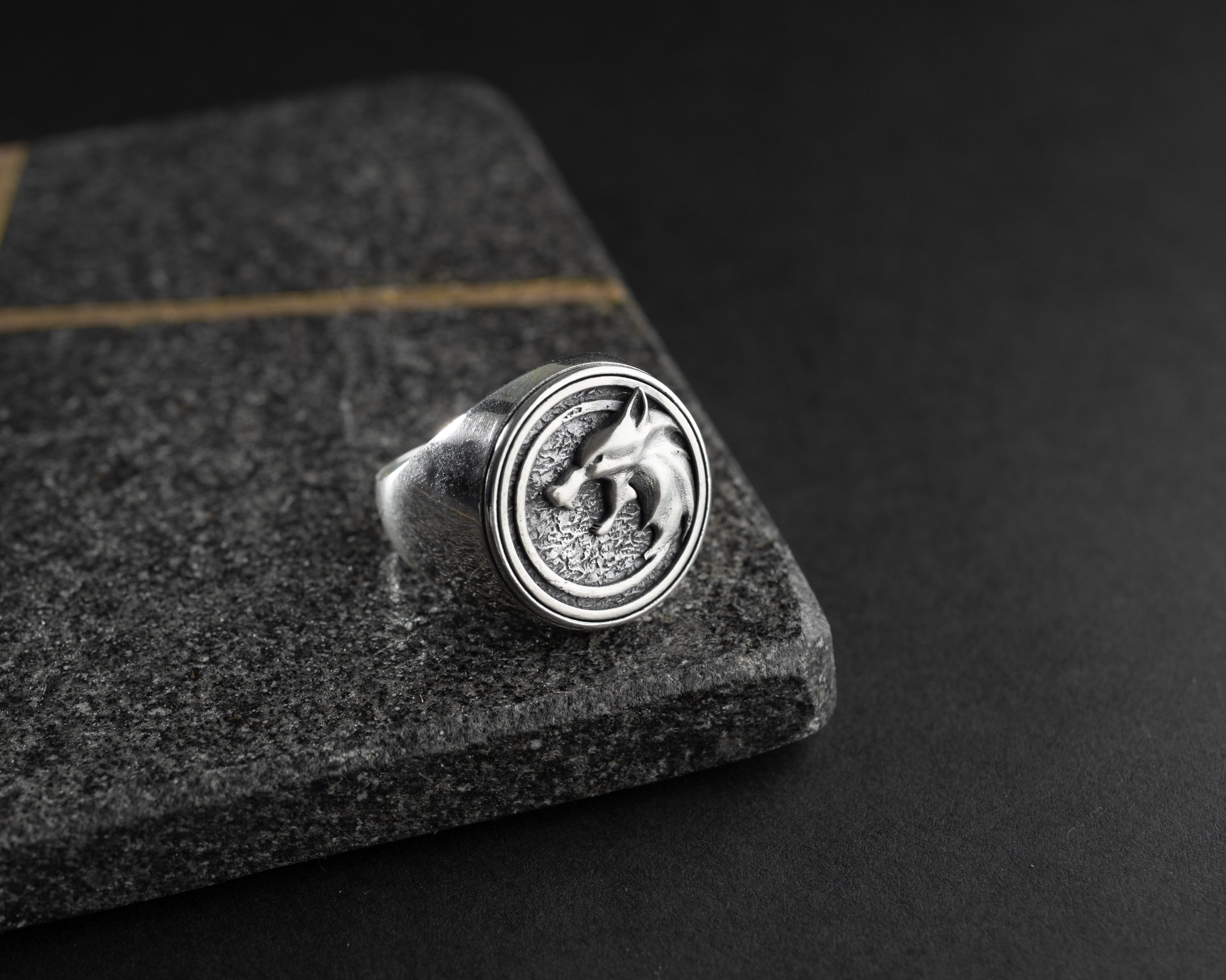 Wolf Head Signet Ring