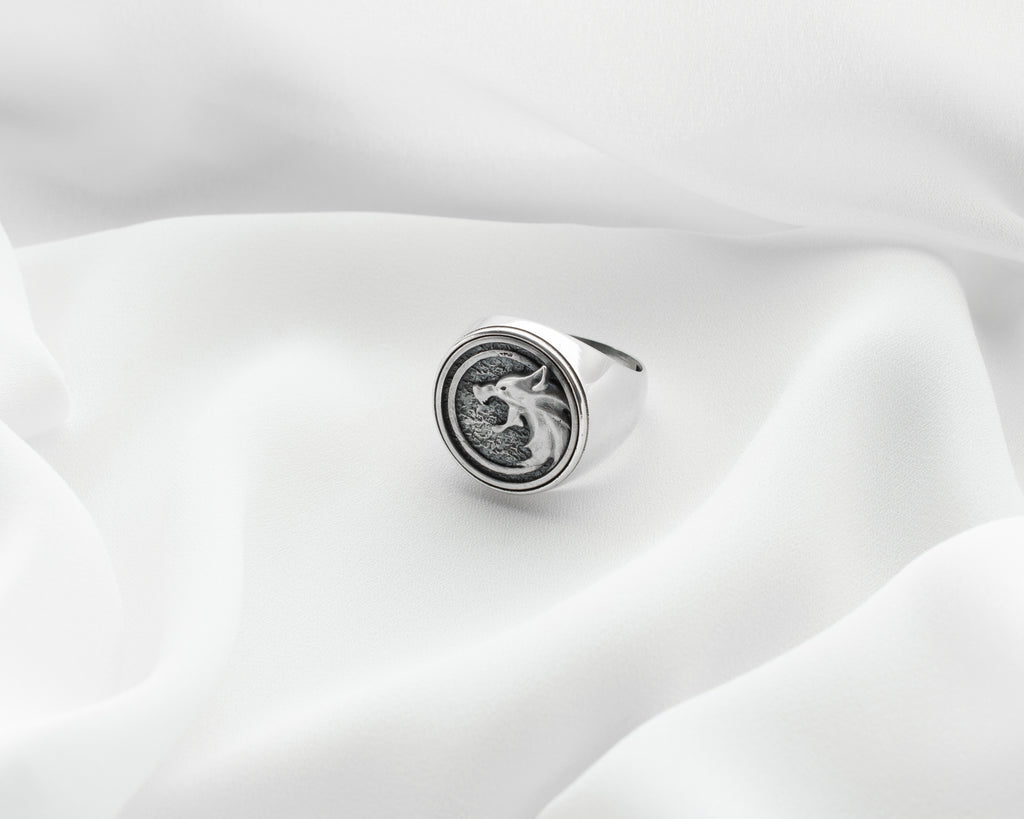 Wolf Head Signet Ring