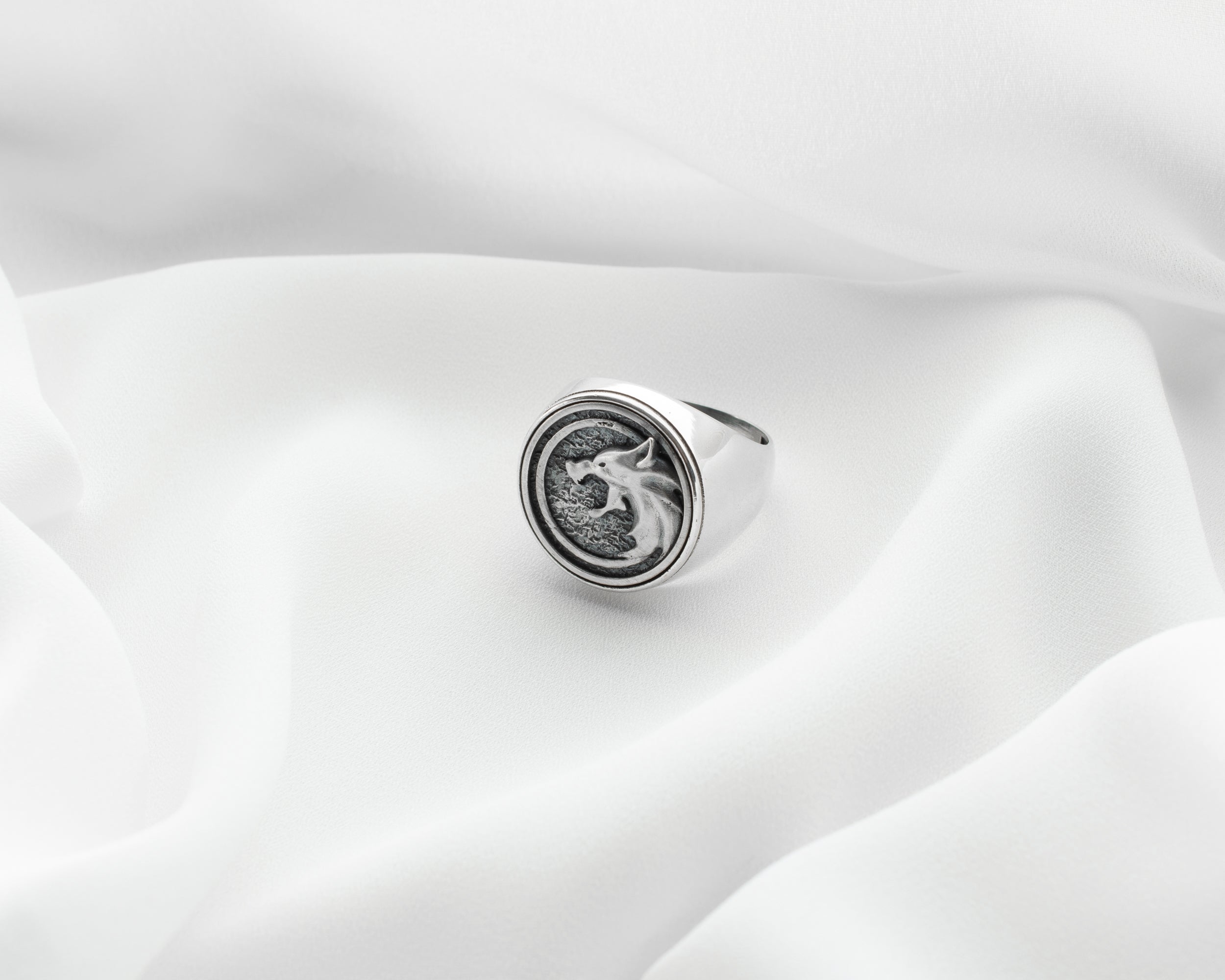 Wolf Head Signet Ring