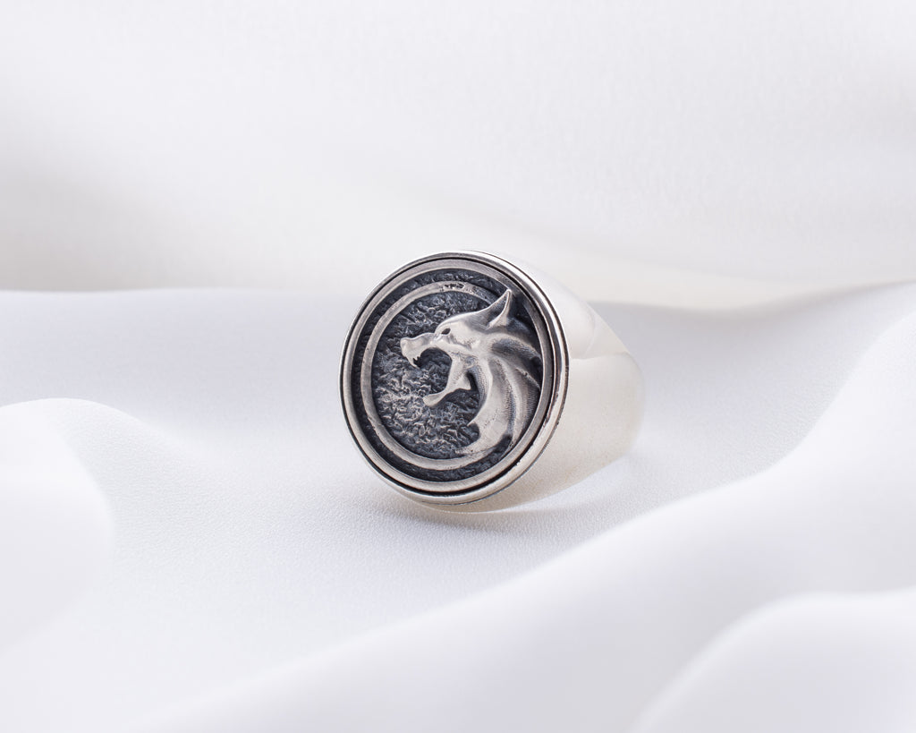 Wolf Head Signet Ring