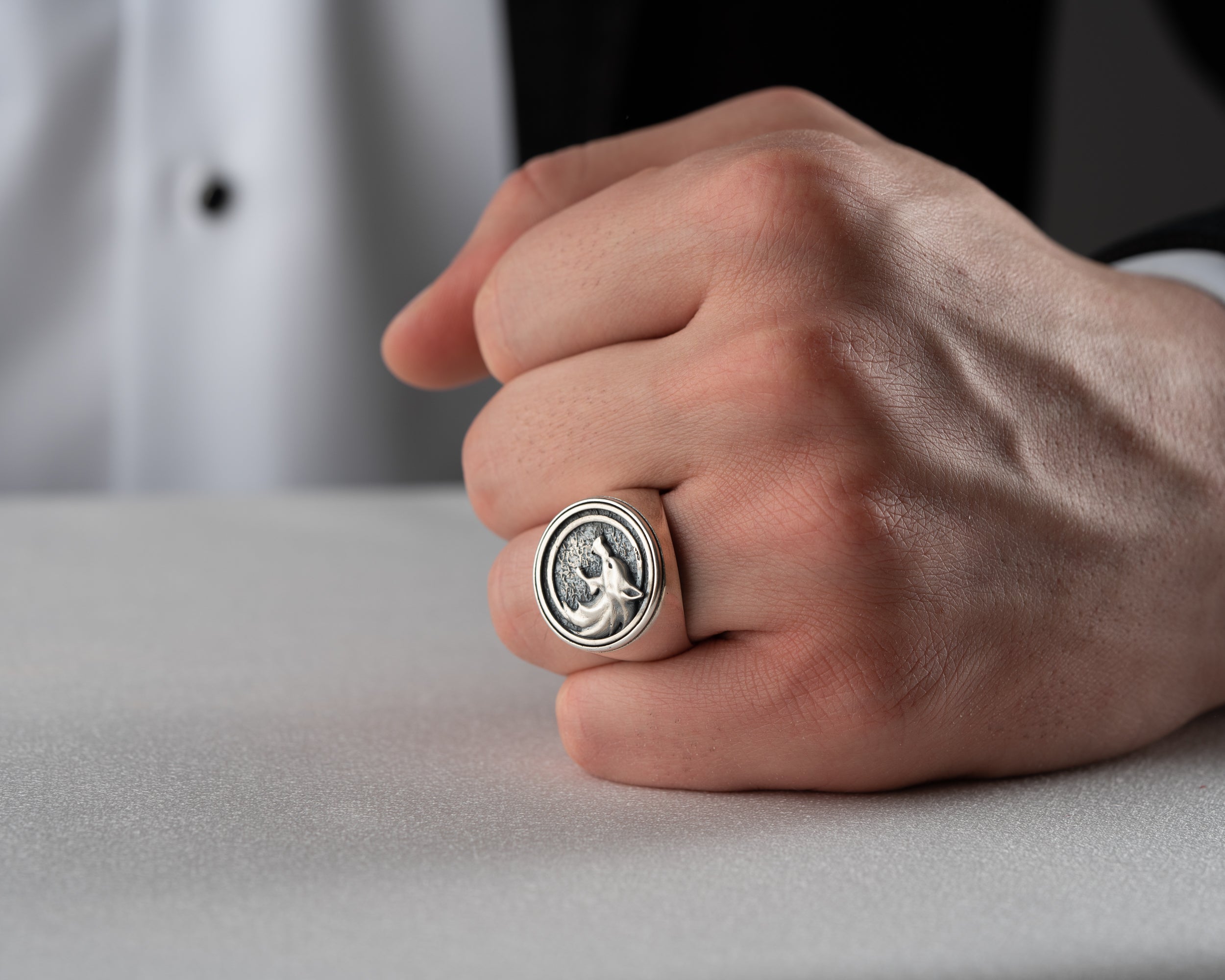 Wolf Head Signet Ring