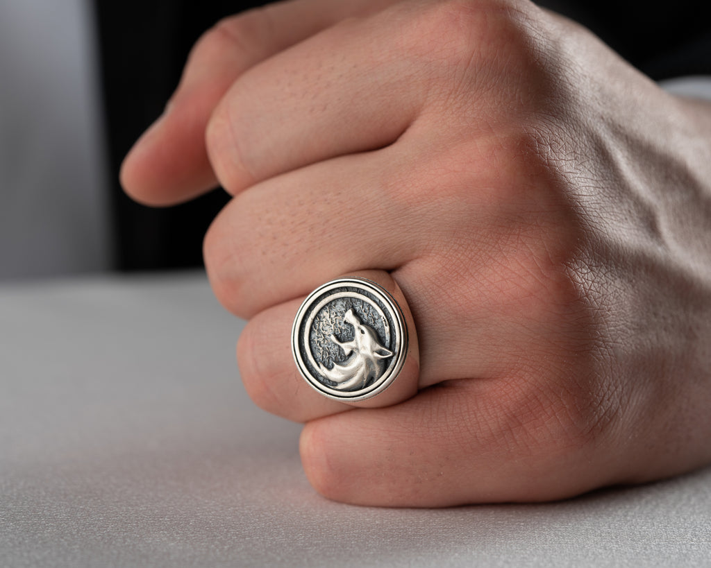 Wolf Head Signet Ring