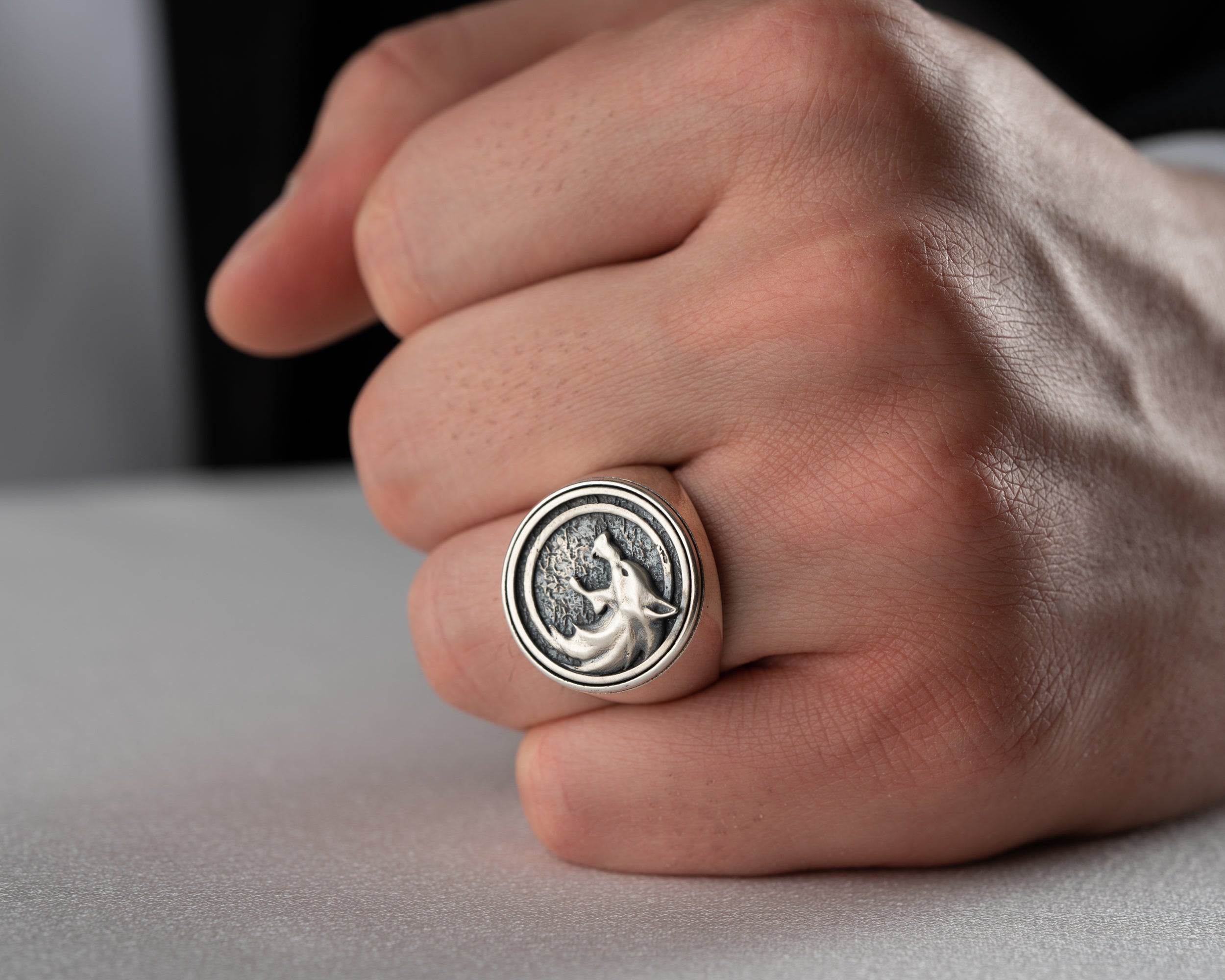 Wolf Head Signet Ring