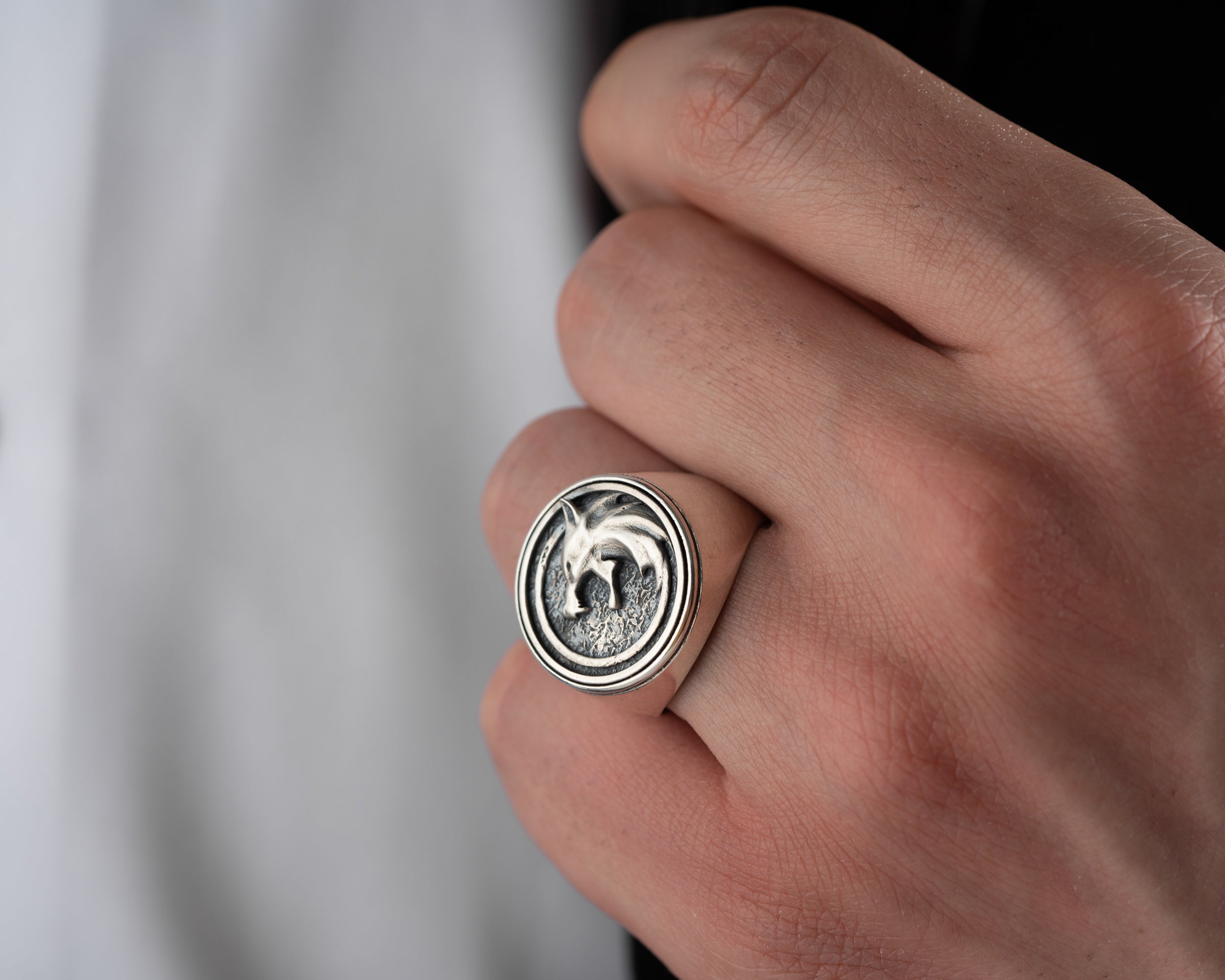 Wolf Head Signet Ring
