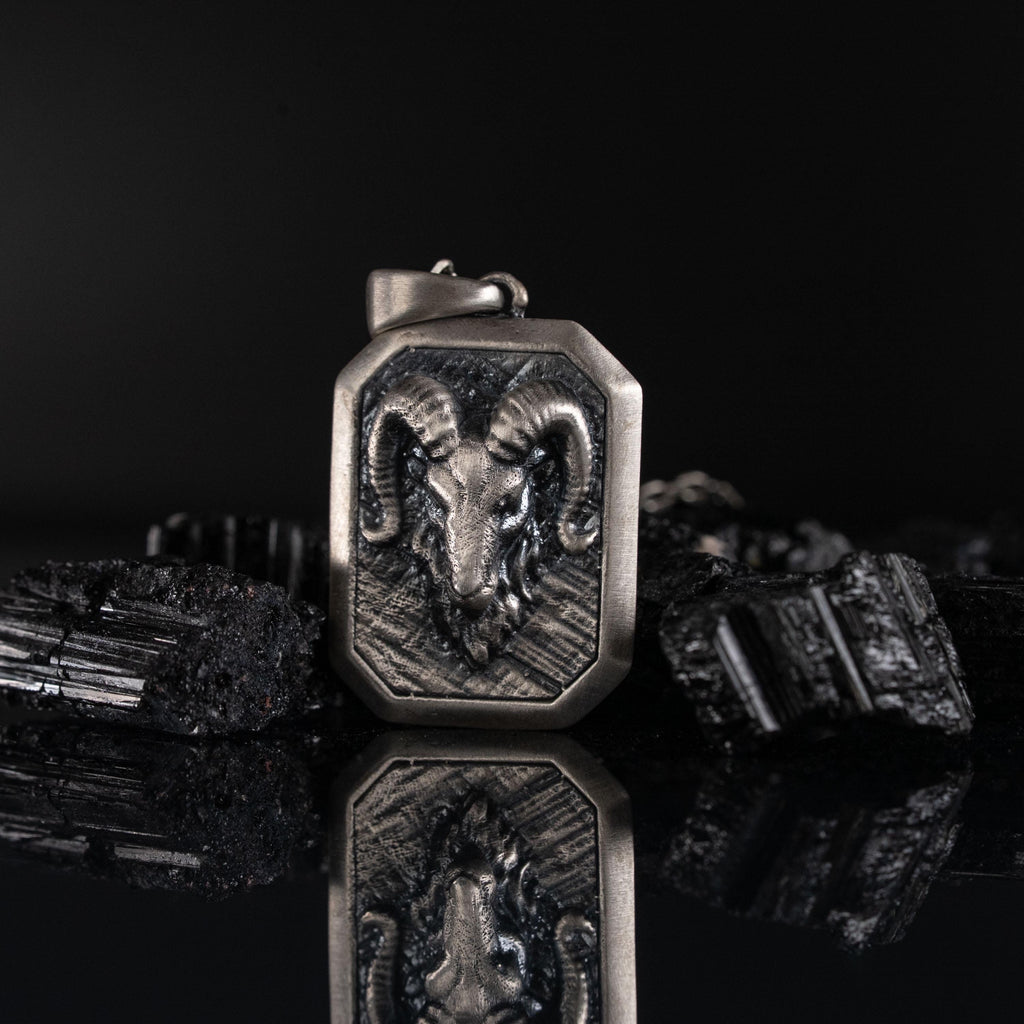 Custom Ram Skull Sterling Silver Necklace