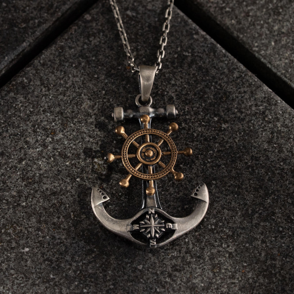 Anchor Ship Cross 925 Sterling Silver Pendant Necklace