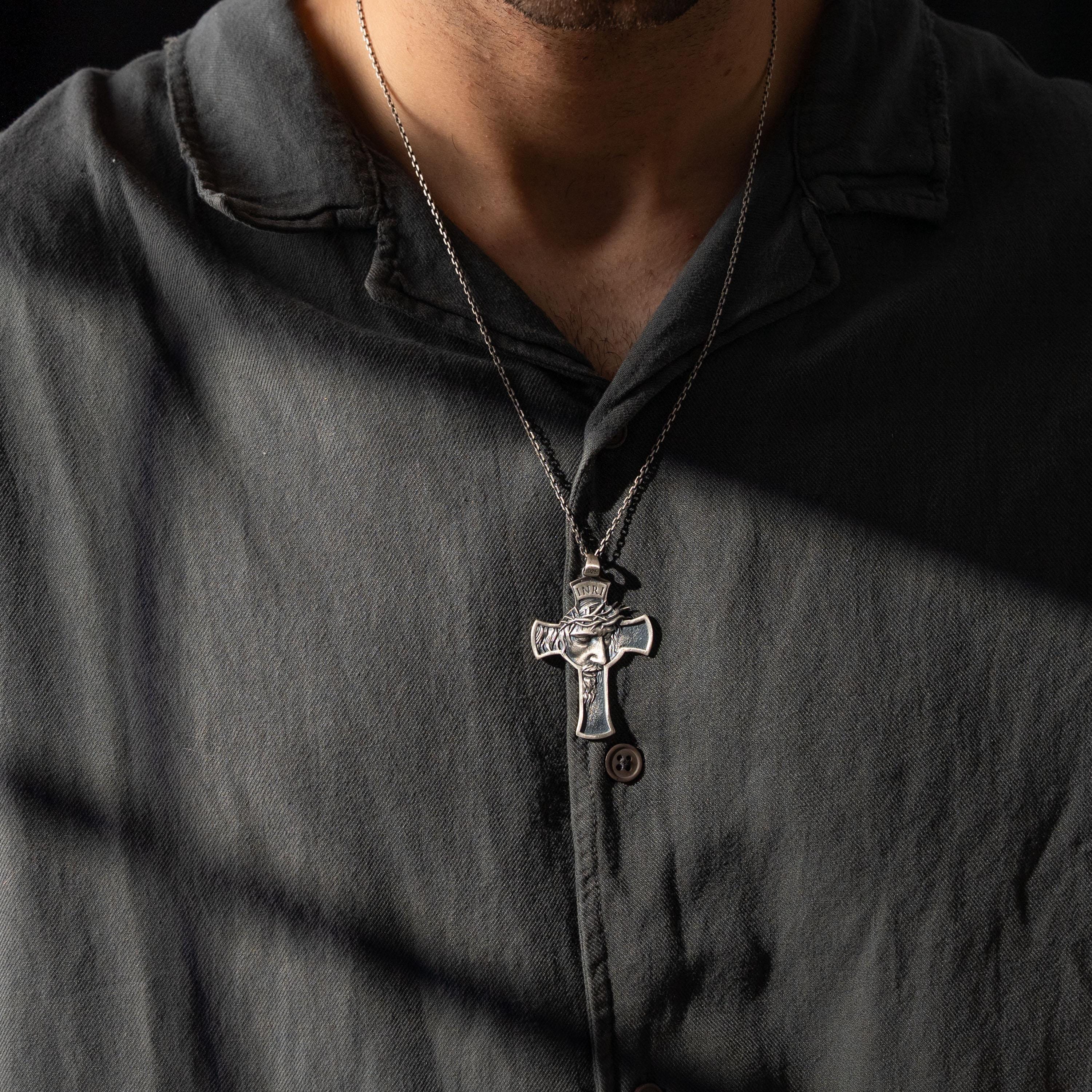 Jesus Cross 925 Sterling Silver Pendant Necklace