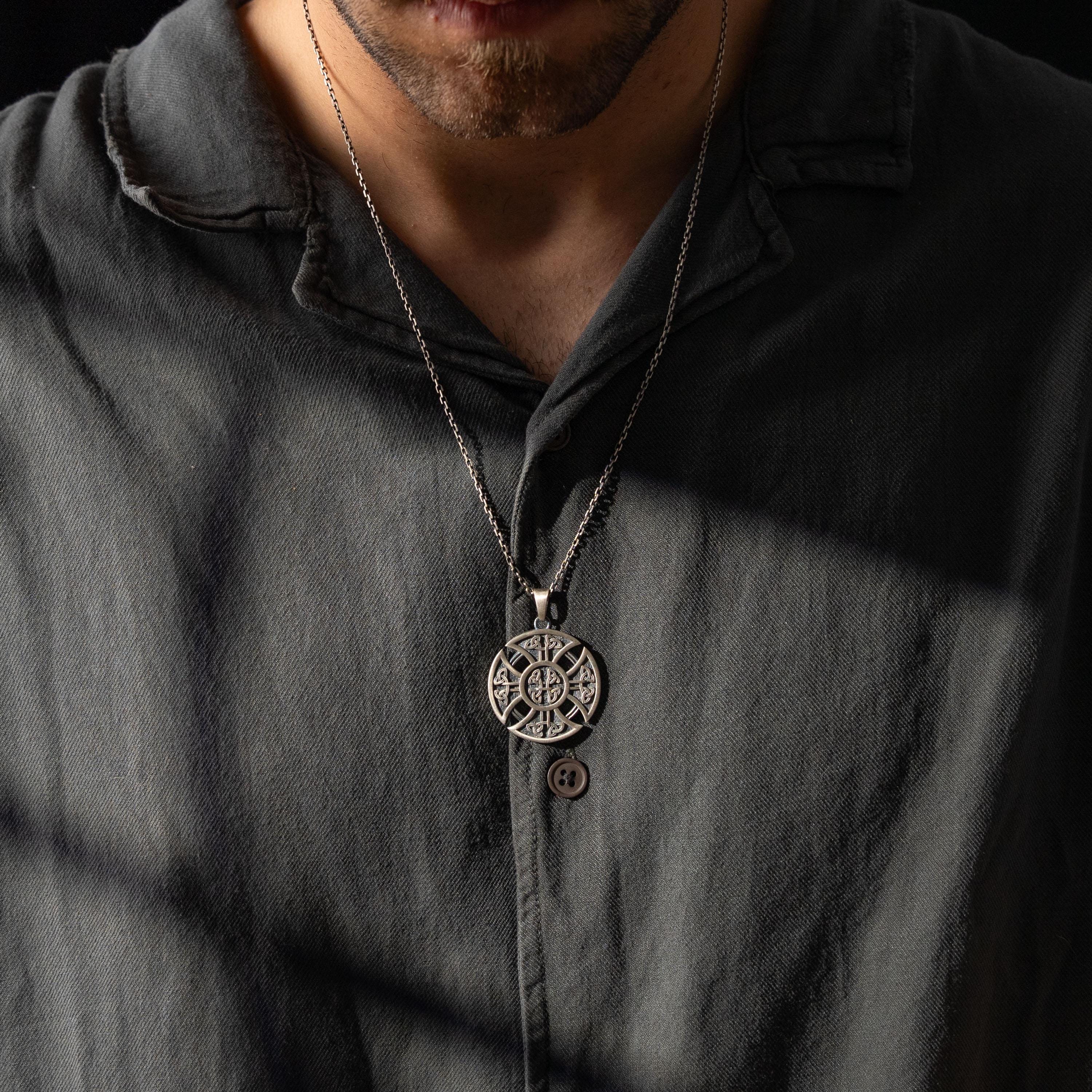 Viking Vegvisir Necklace & Helm of Awe Ring Set