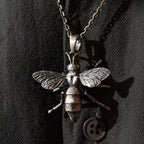 Queen Bee Necklace & Honeycomb Ring Handmade 925 Sterling Silver Set