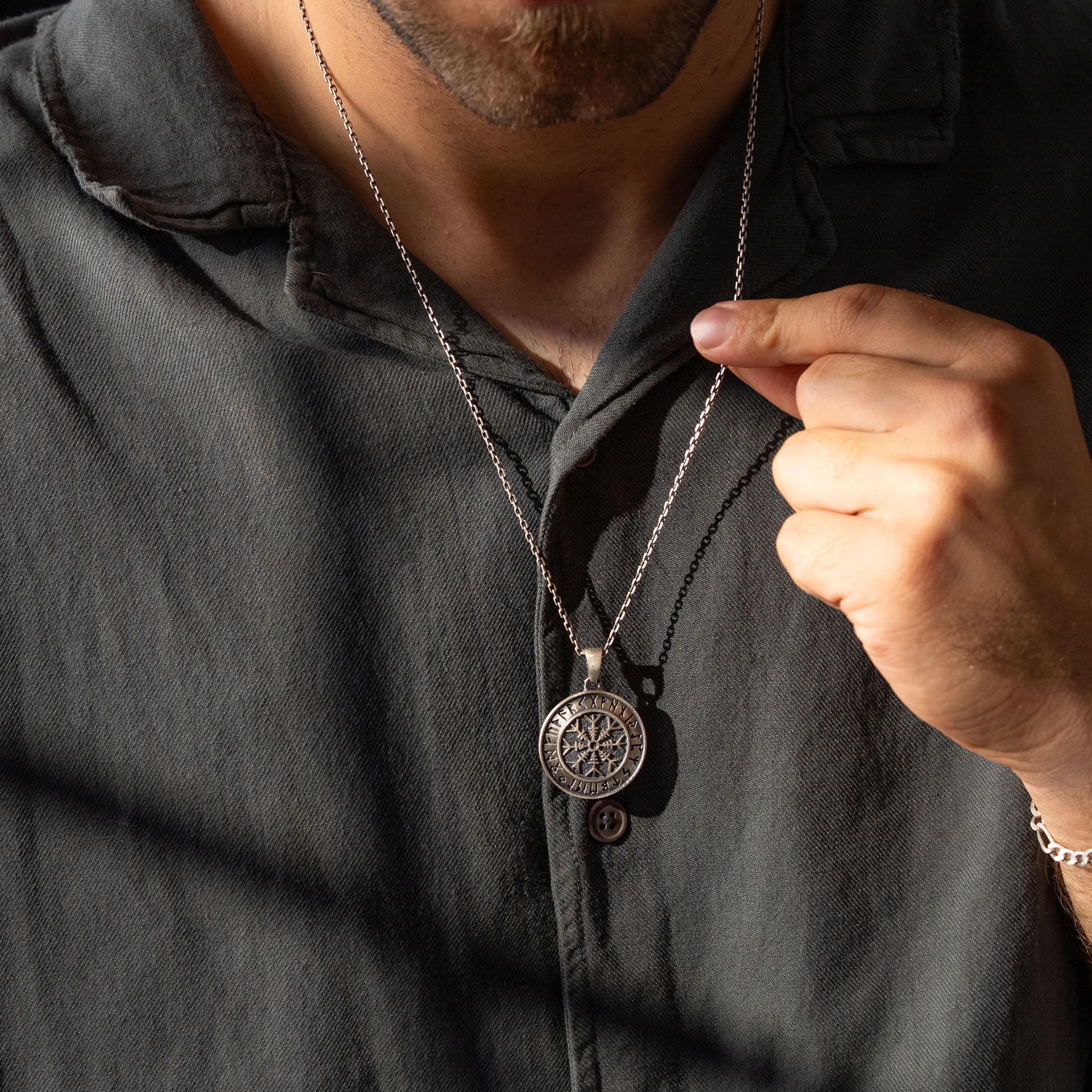 Viking Vegvisir 925 Sterling Silver Necklace