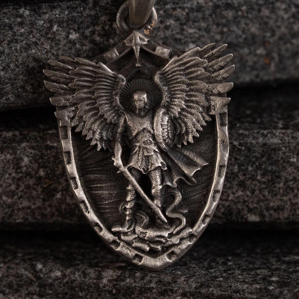 St. Michael Archangel Shield 925 Sterling Silver Necklace