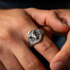 Sterling Silver Aries Ram Head Signet Ring