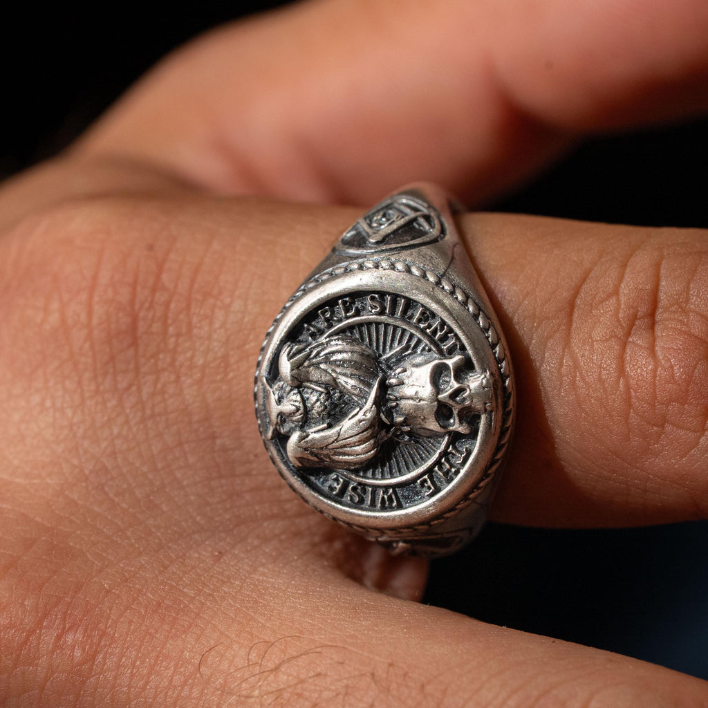 925 Sterling Silver Owl Skull Ring