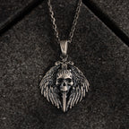 Gothic Skull Sword 925 Sterling Silver Pendant Necklace
