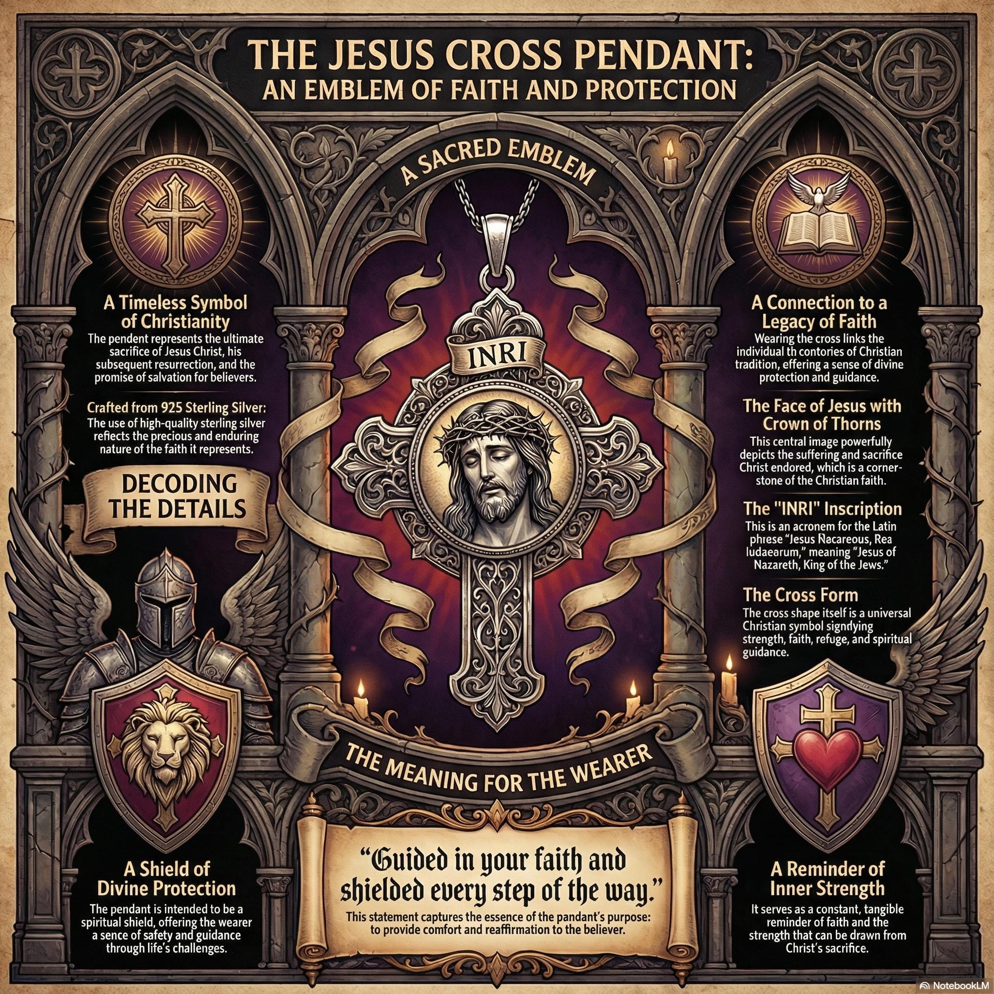 Jesus Cross 925 Sterling Silver Pendant Necklace