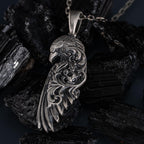 925 Sterling Silver Raven Pendant Necklace