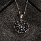 Spider Web 925 Sterling Silver Pendant Gothic Spider Necklace