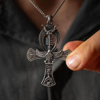 925 Sterling Silver Pharaoh Ring & Ankh Eye of Horus Pendant Necklace