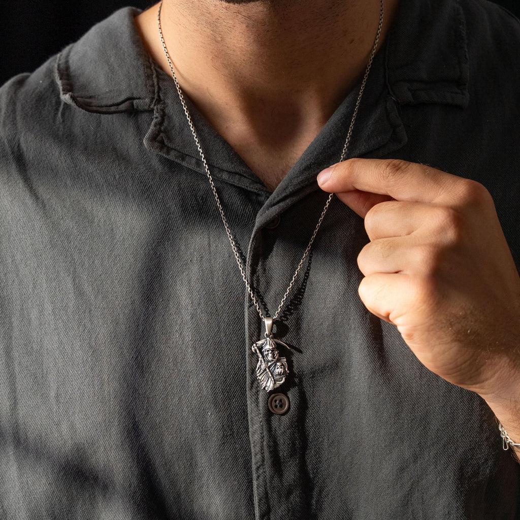 Grim Reaper 925 Sterling Silver Necklace