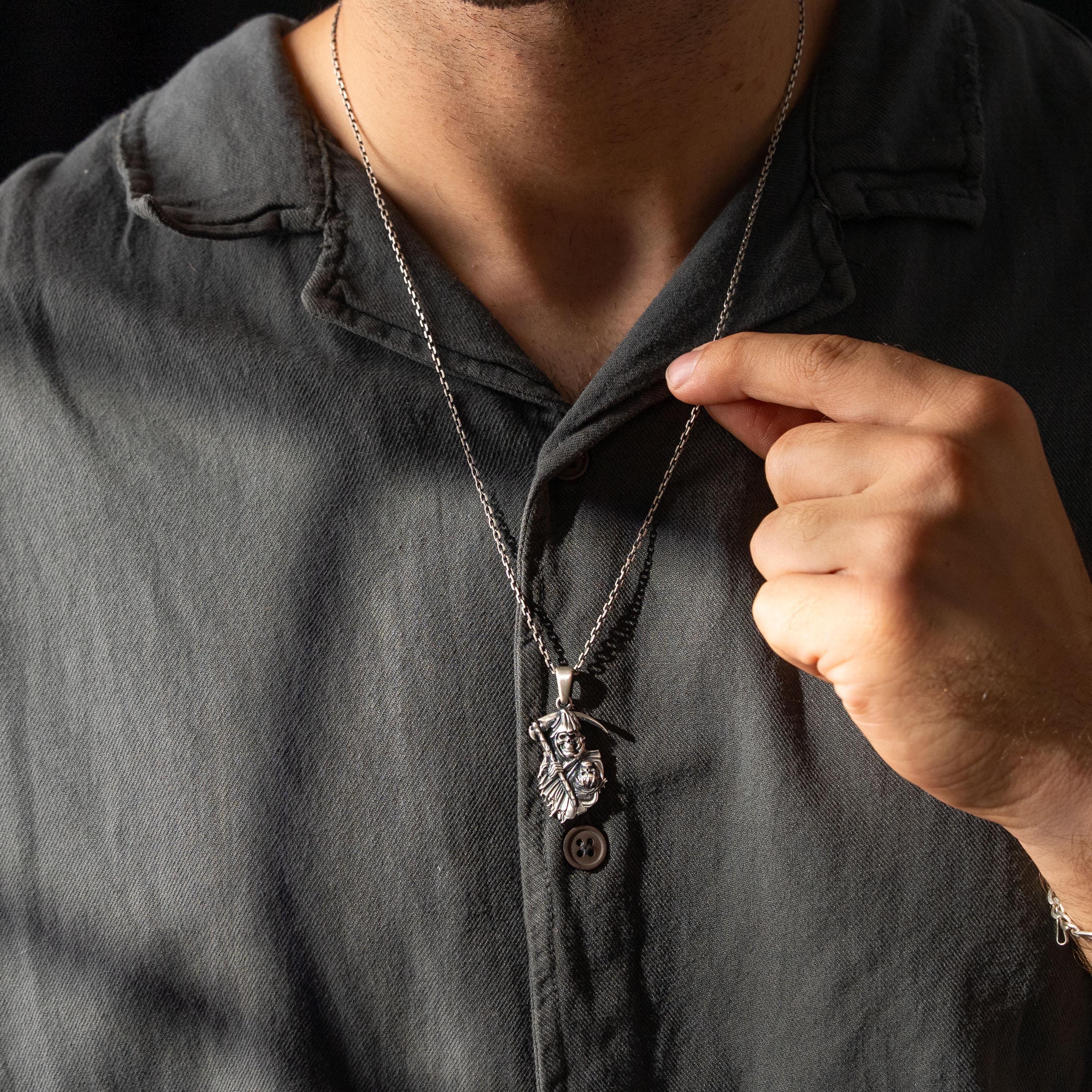 Grim Reaper 925 Sterling Silver Necklace