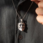 925 Sterling Silver Anonymous Mask Pendant Necklace