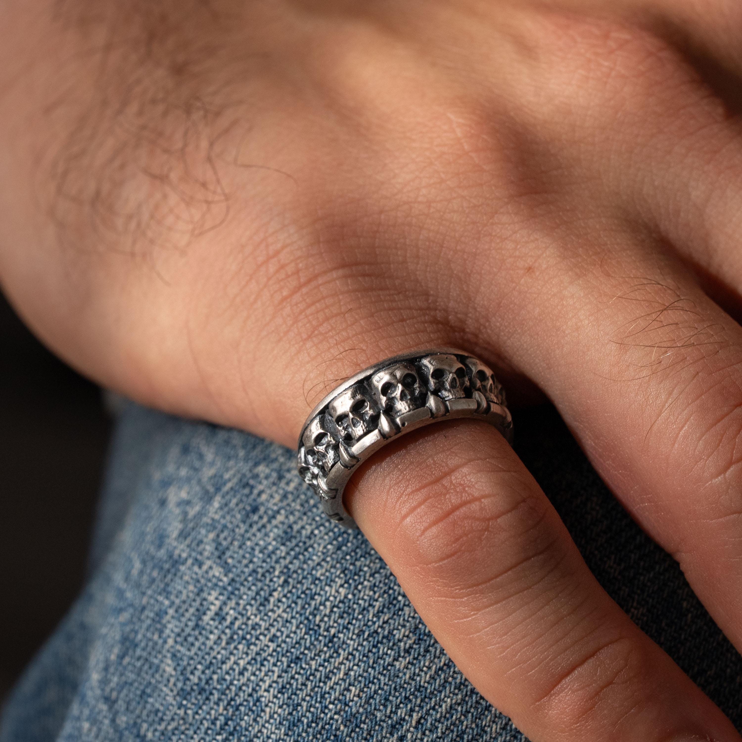 Grim Reaper & Skull 925 Sterling Silver Jewelry Set