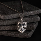 925 Sterling Silver Anonymous Mask Pendant Necklace