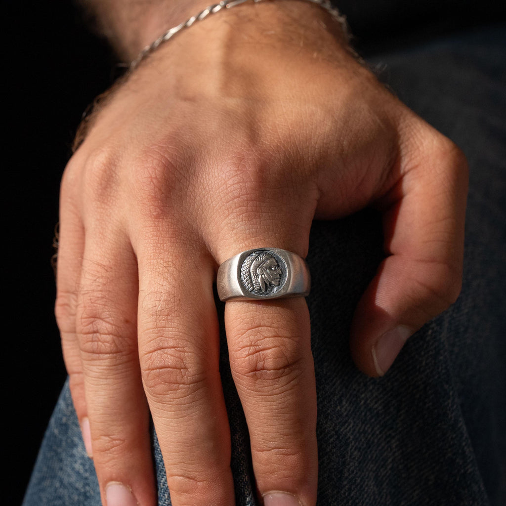 Indian Chief Sterling Silver Ring for Men