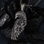 925 Sterling Silver Raven Pendant Necklace