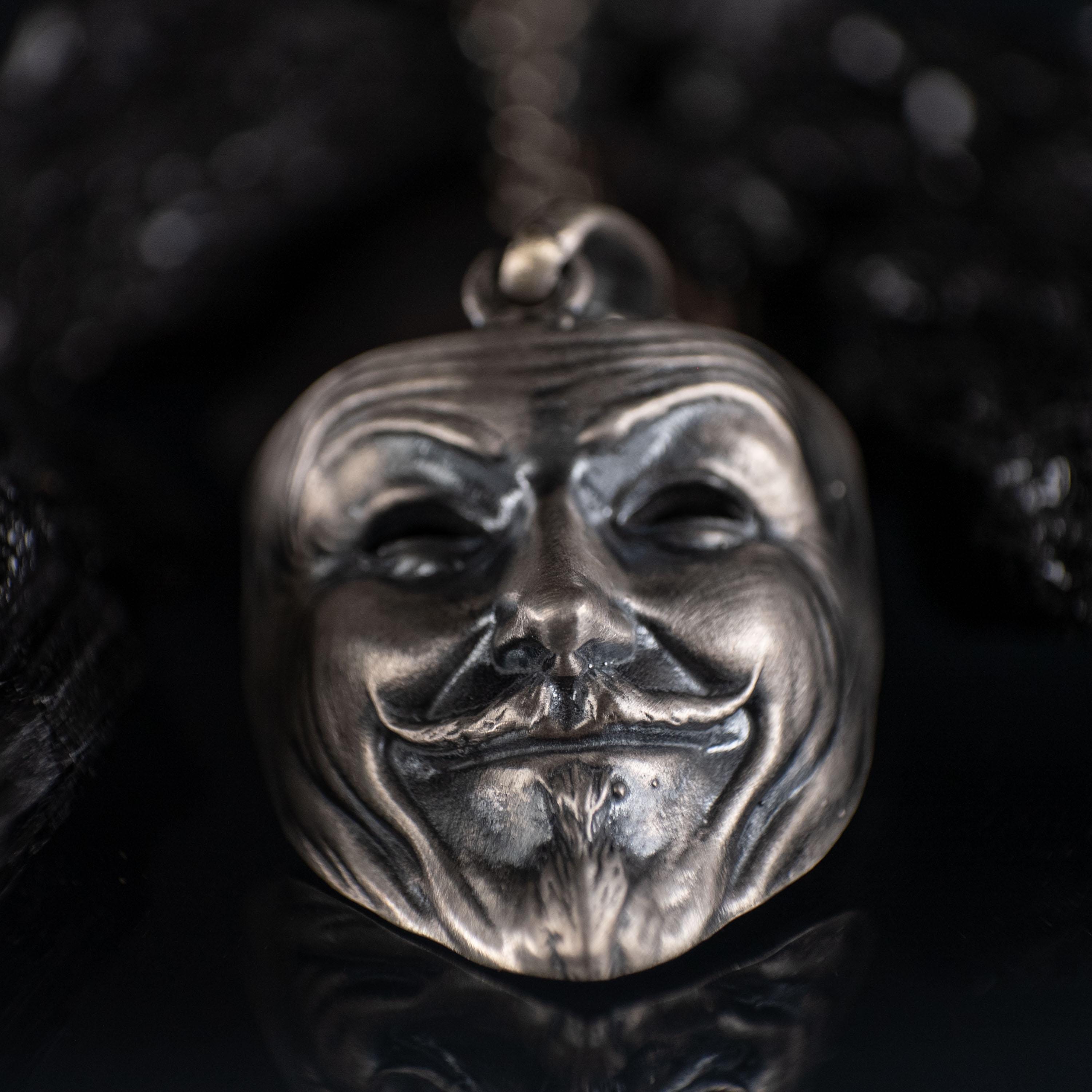 925 Sterling Silver Anonymous Mask Pendant Necklace