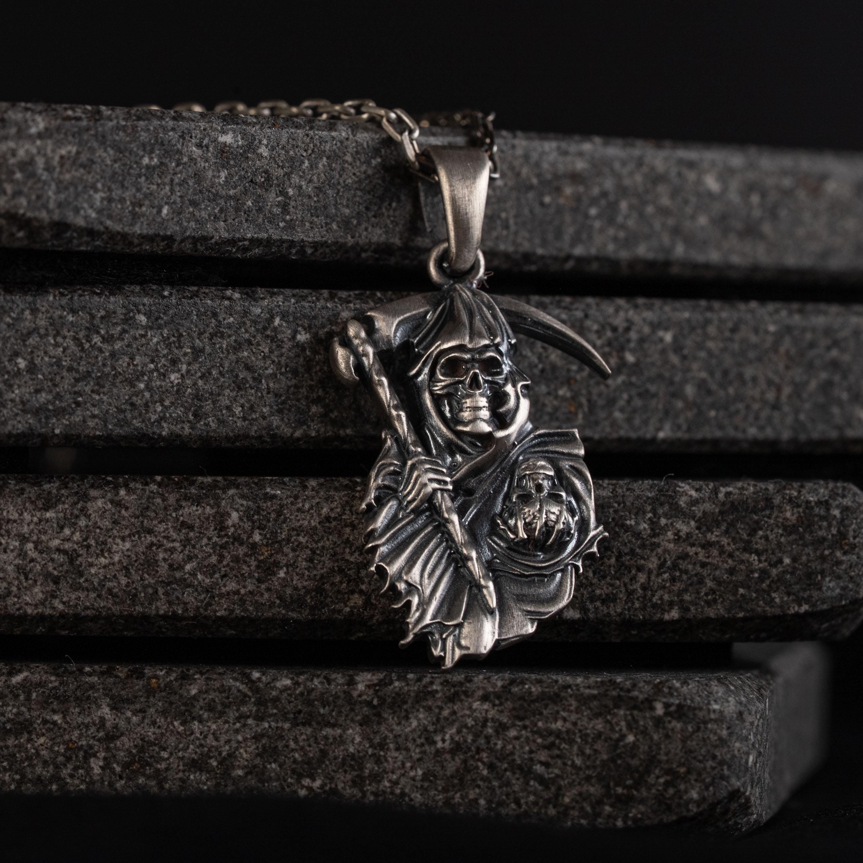 Grim Reaper 925 Sterling Silver Necklace