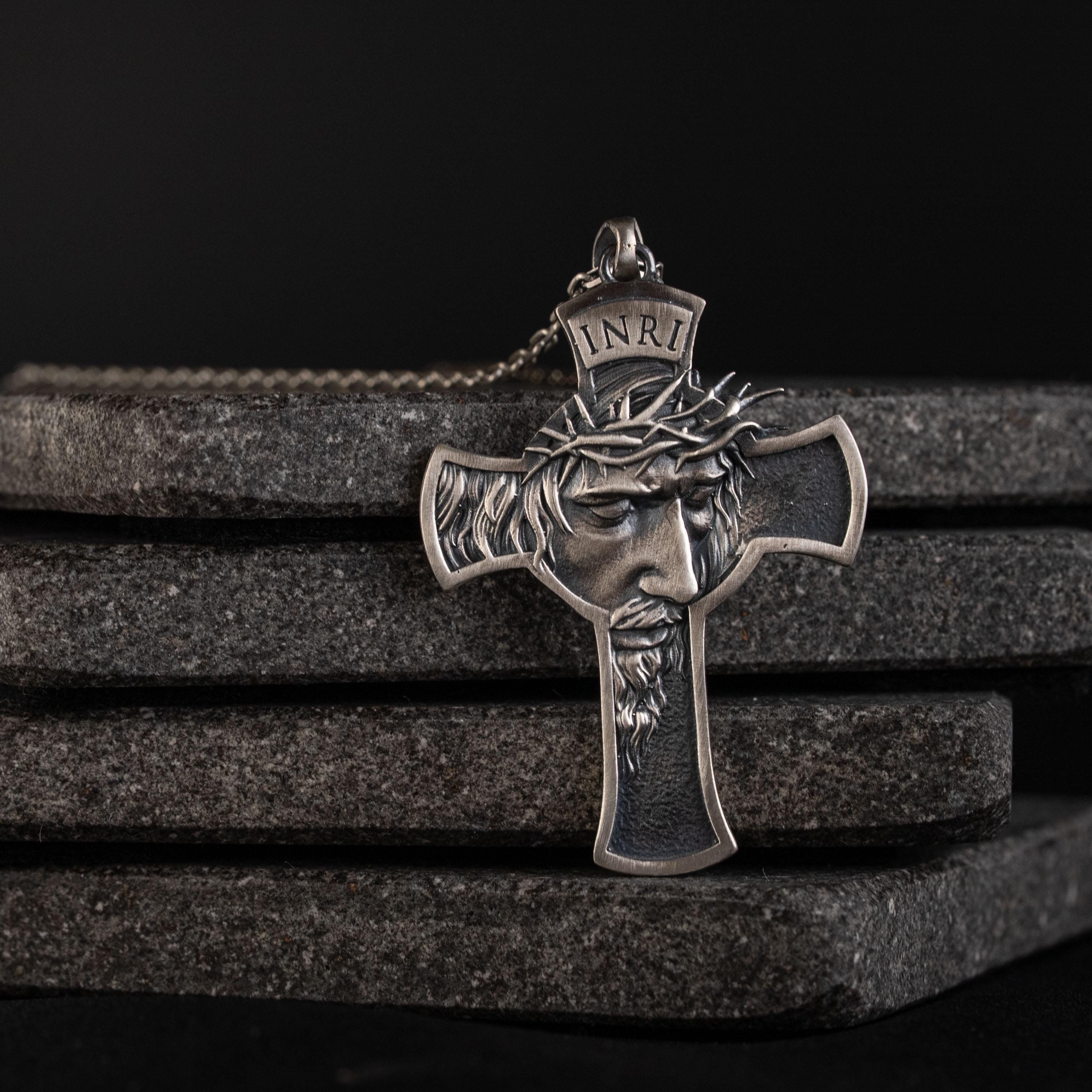 Jesus Cross 925 Sterling Silver Pendant Necklace