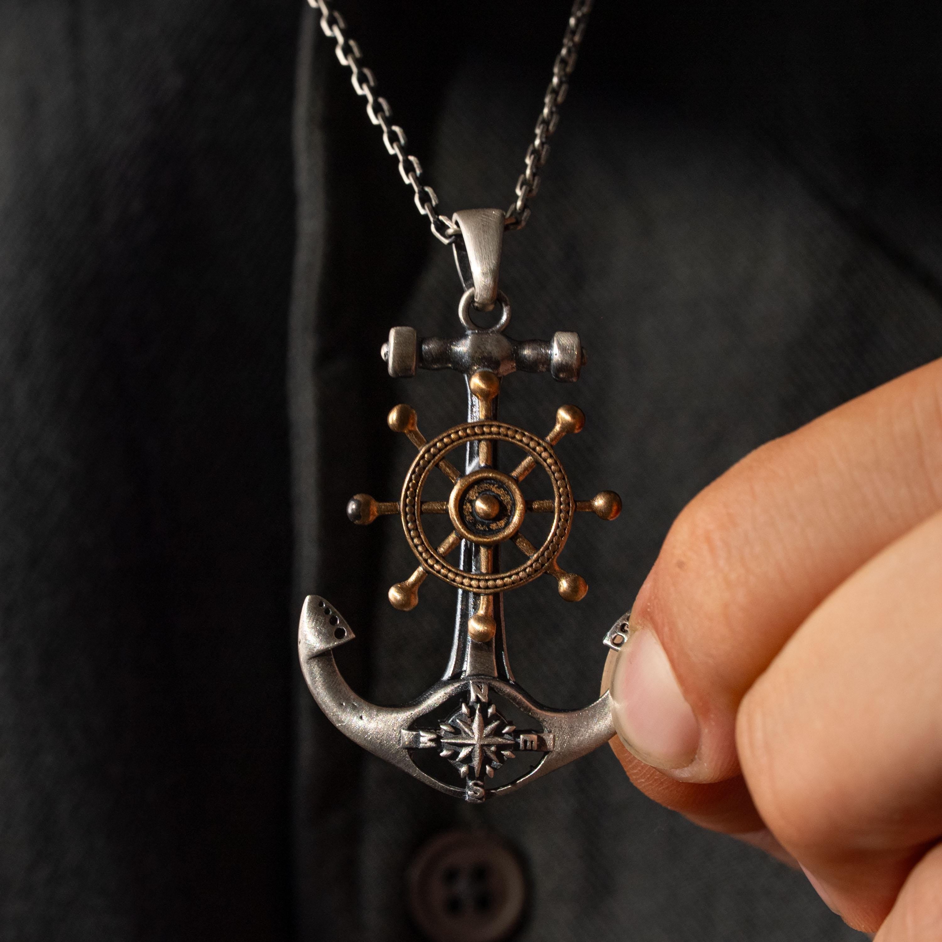 Anchor Ship Cross 925 Sterling Silver Pendant Necklace