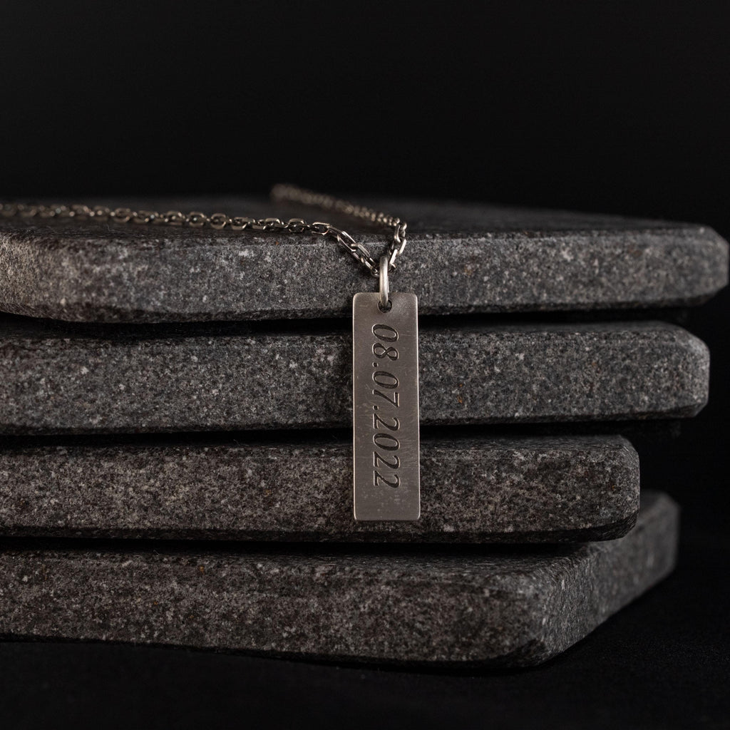 Personalized 925 Sterling Silver Bar Necklace