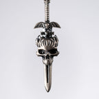 Skull Cross Sword 925 Sterling Silver Pendant Necklace