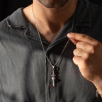 Skull Cross Sword 925 Sterling Silver Pendant Necklace