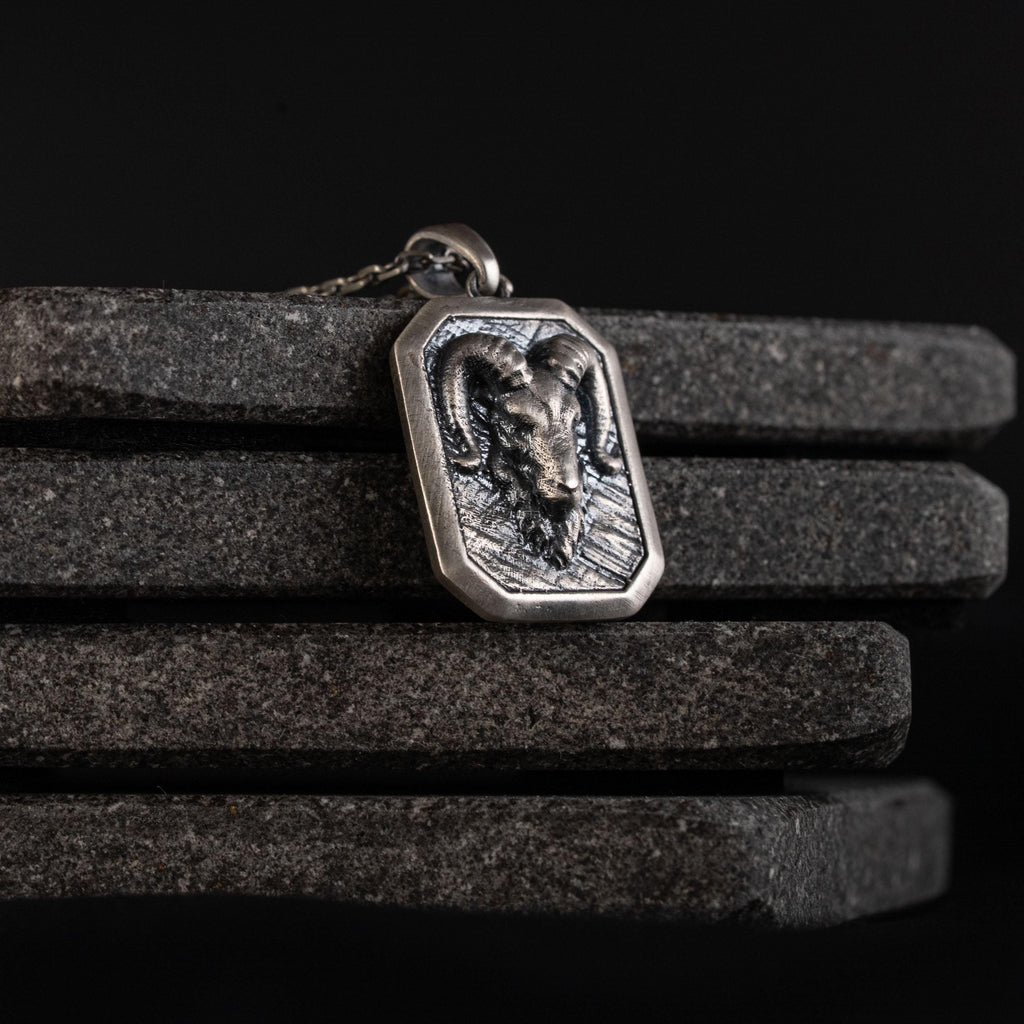 Ram Skull Sterling Silver Necklace