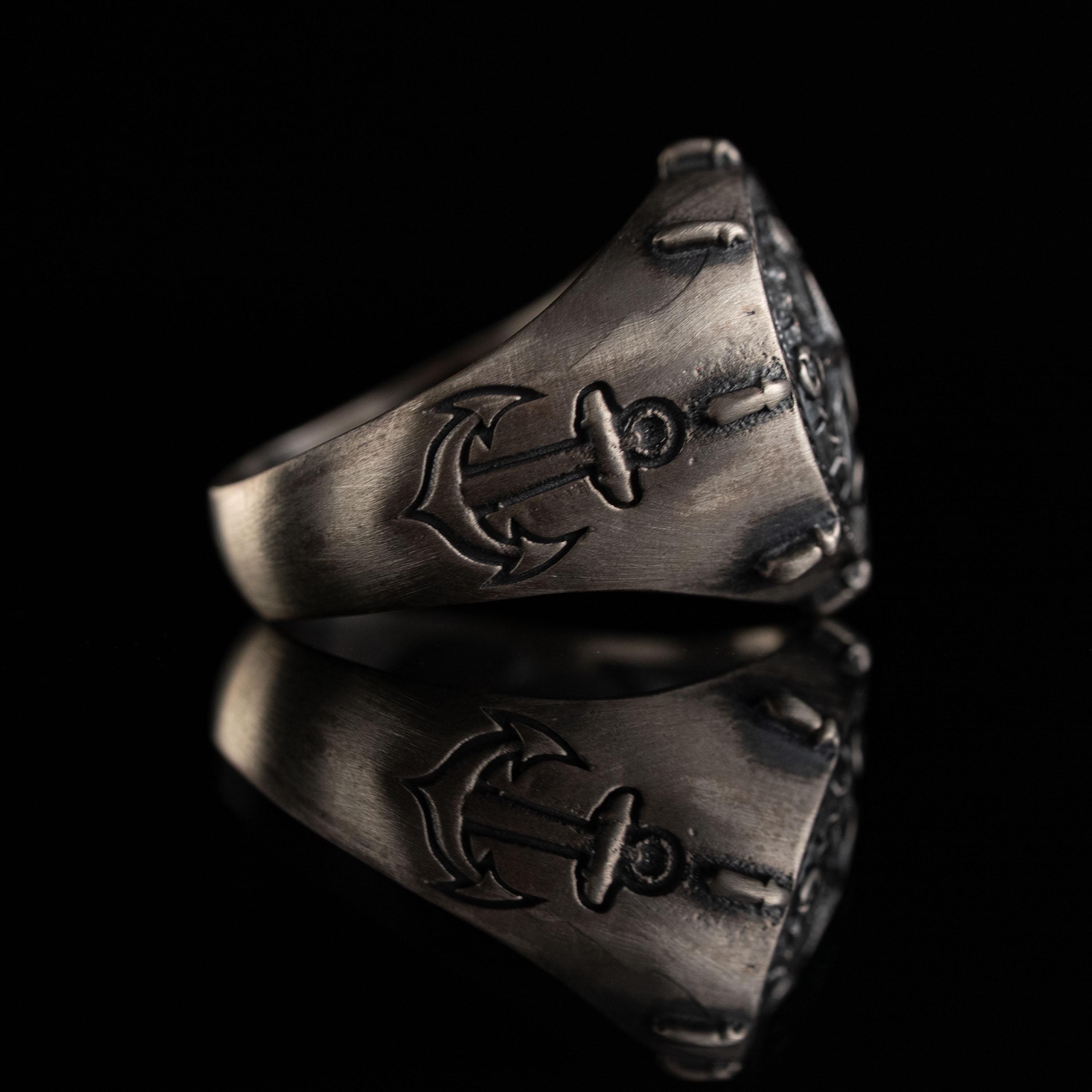 Unisex 925 Sterling Silver Compass & Anchor Jewelry Set