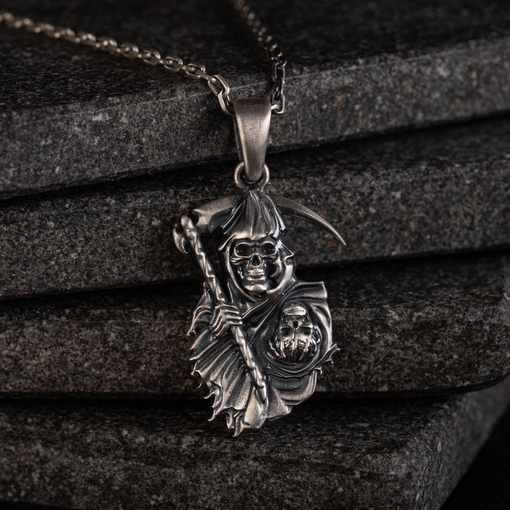 Grim Reaper & Skull 925 Sterling Silver Jewelry Set