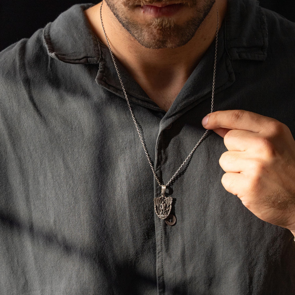 925 Sterling Silver St. Michael Archangel Shield Necklace – Unisex Protection Pendant
