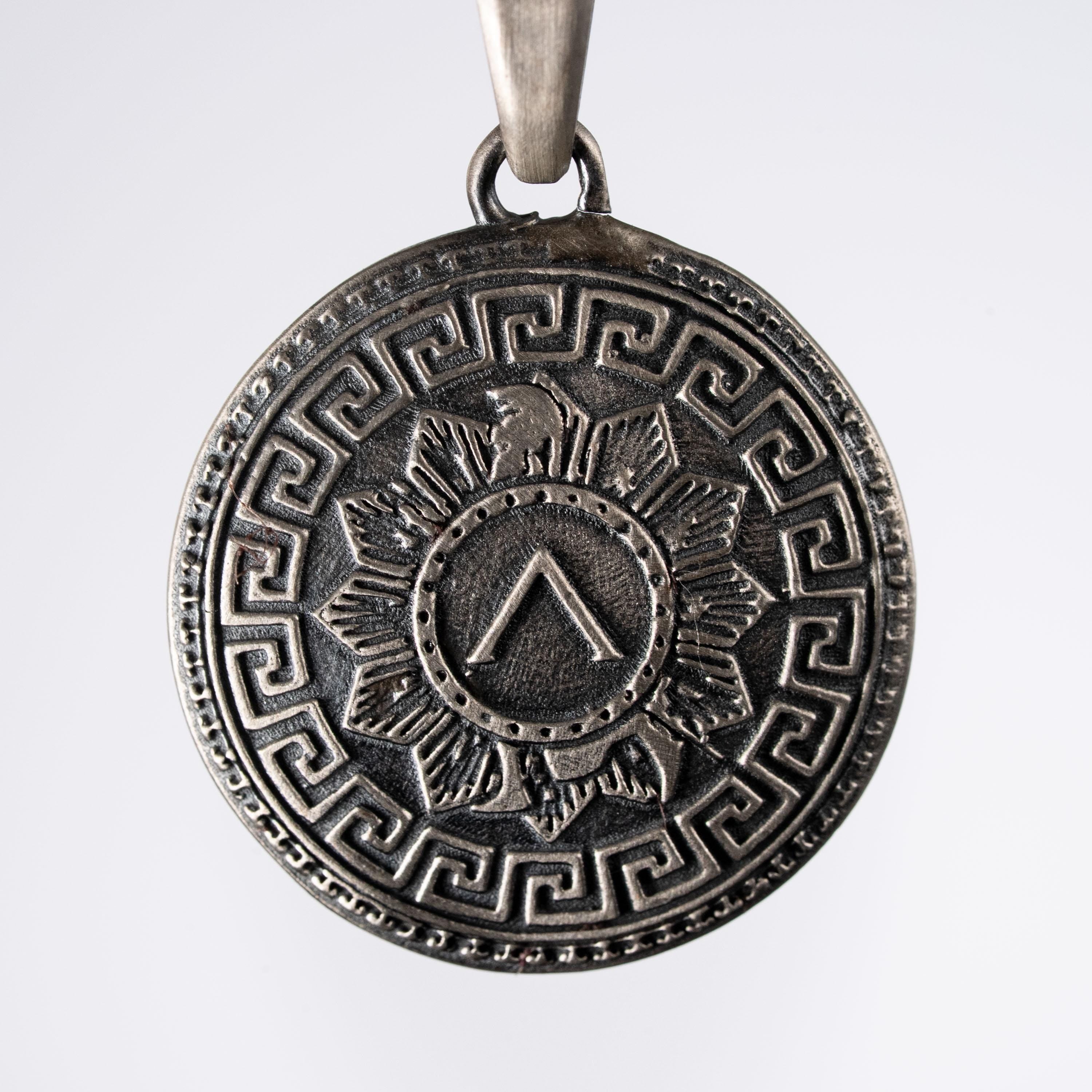 Personalized Spartan Shield 925 Sterling Silver Necklace