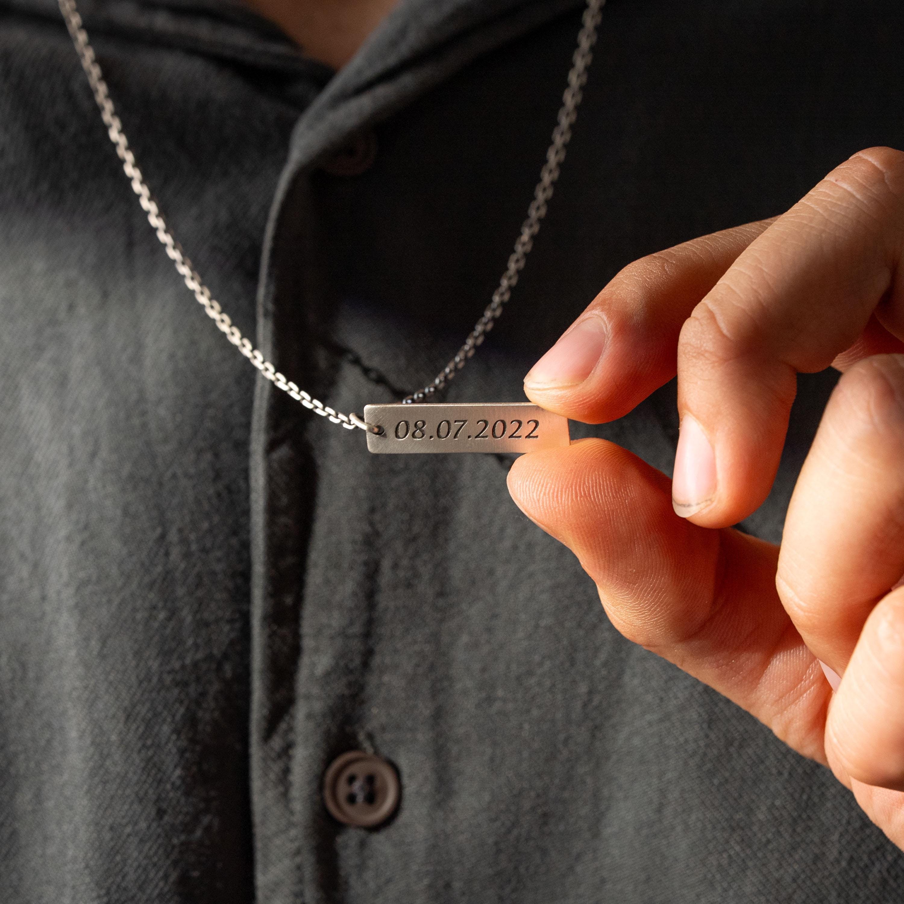 Personalized 925 Sterling Silver Bar Necklace