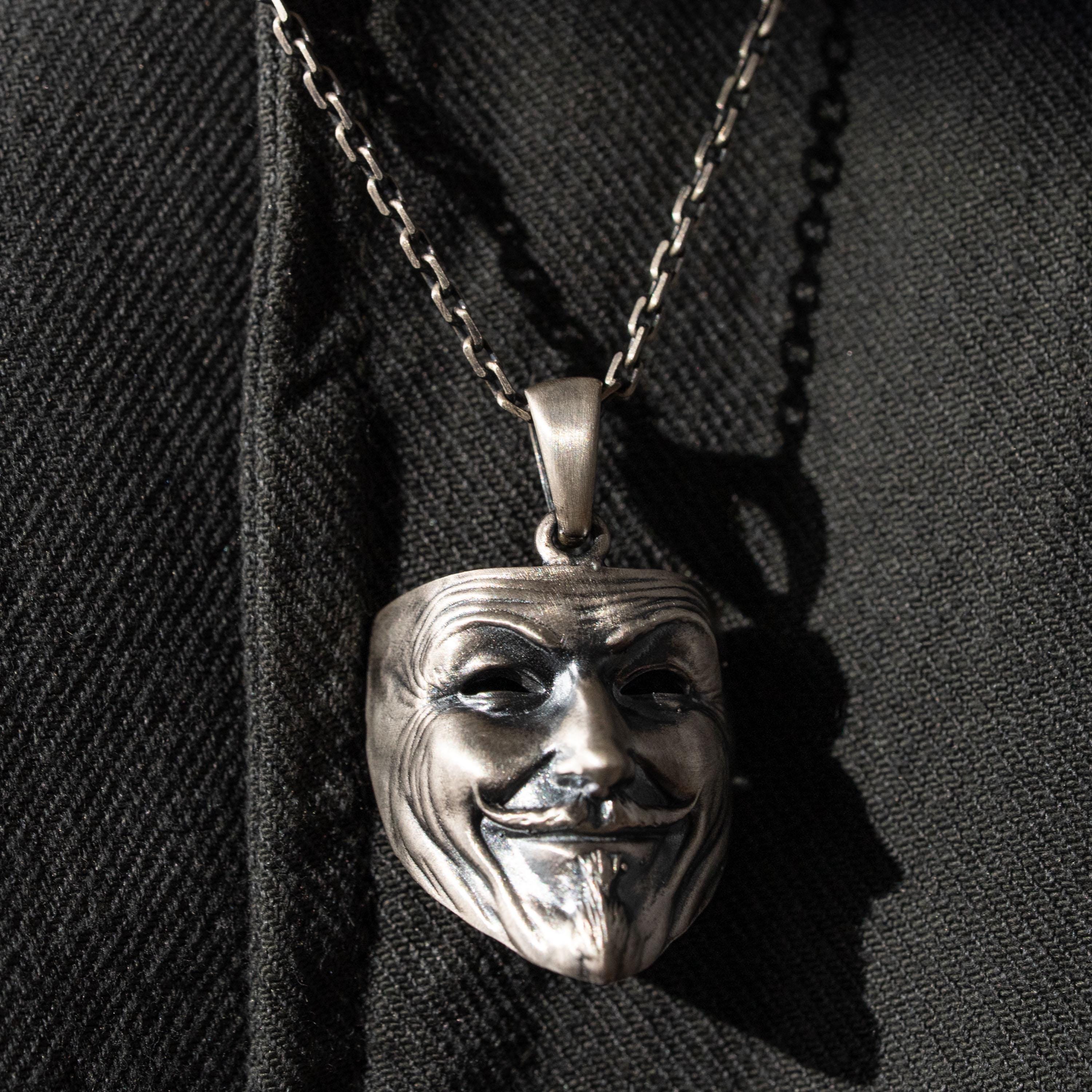 Anonymous Mask Pendant Necklace