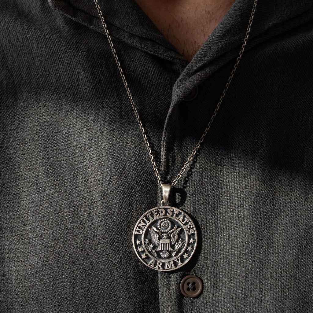 US Army 925 Sterling Silver Handmade Pendant Necklace