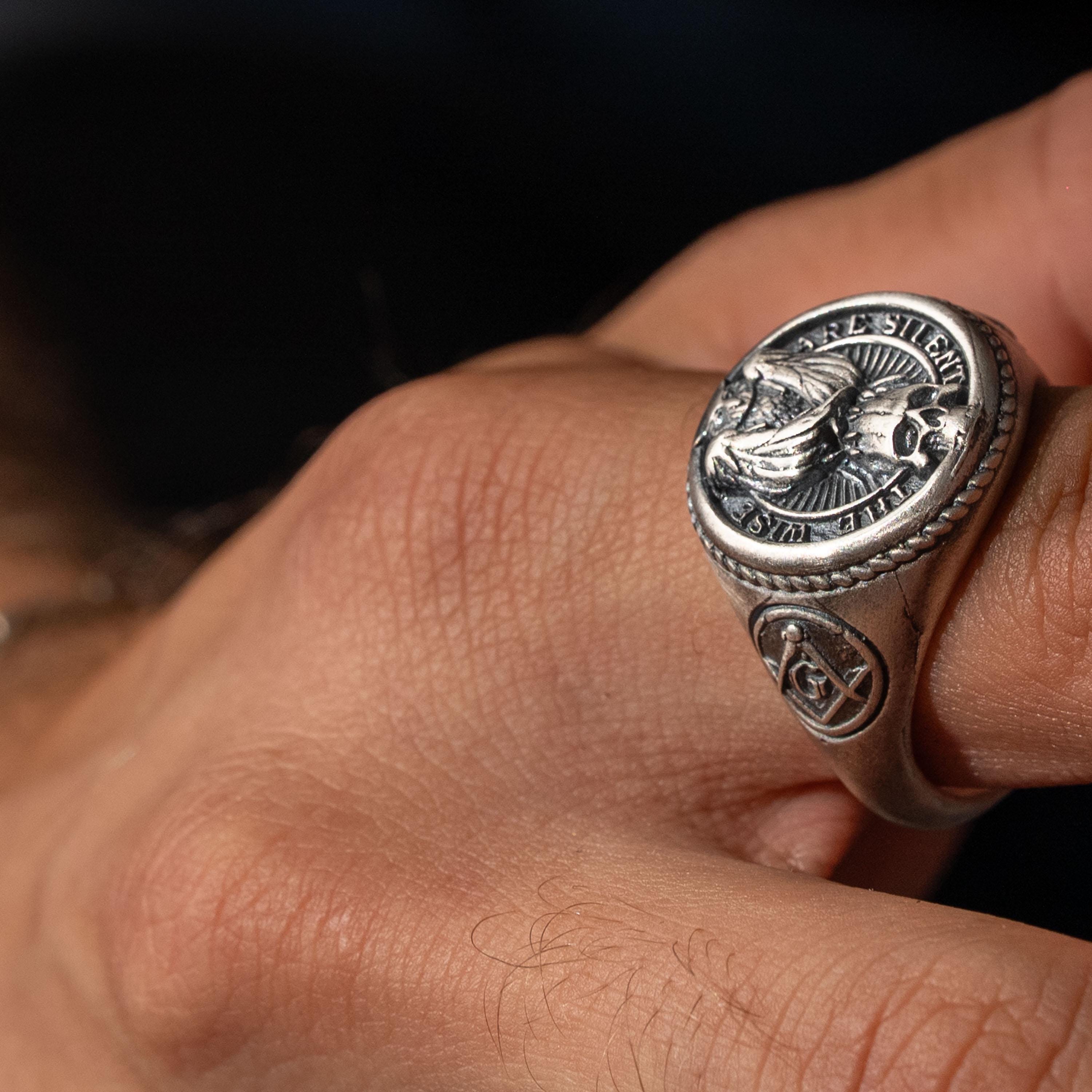 925 Sterling Silver Owl Skull Ring