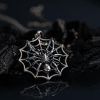 Spider Web 925 Sterling Silver Pendant Gothic Spider Necklace